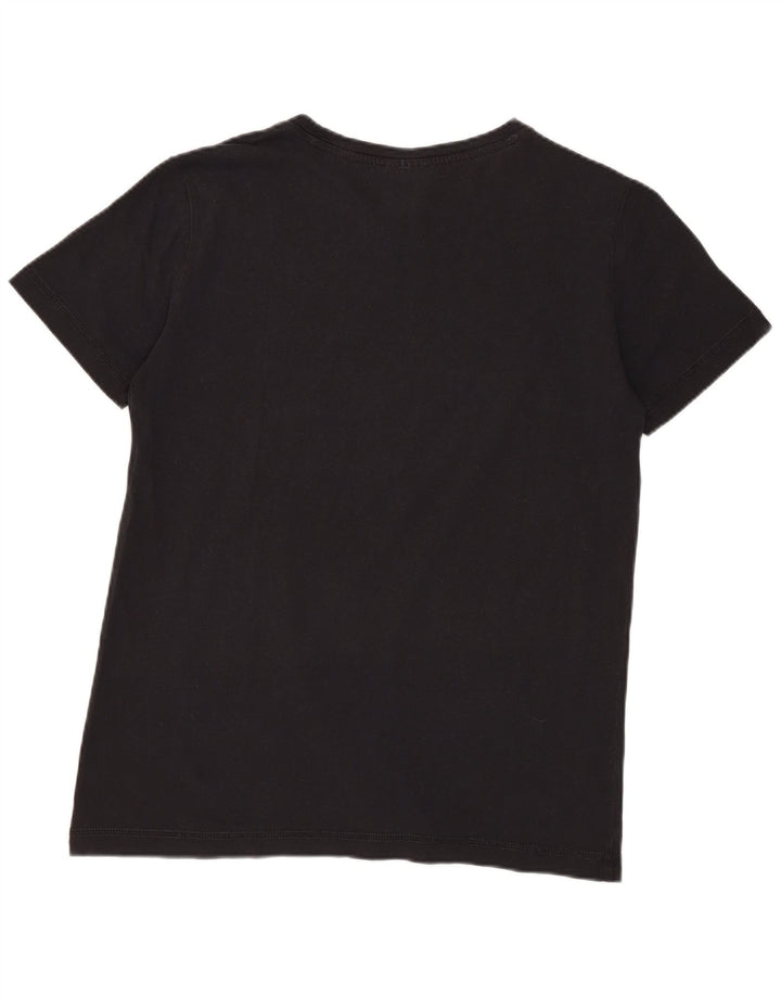 Champion Damen Grafik-T-Shirt-Oberteil UK 12 Medium Schwarz