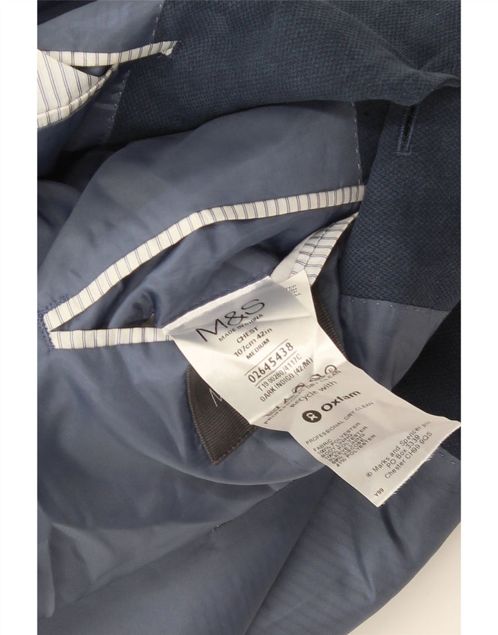 Marks & Spencer Herren-Blazer mit 2 Knöpfen, UK 38, Mittelblau, Polyester