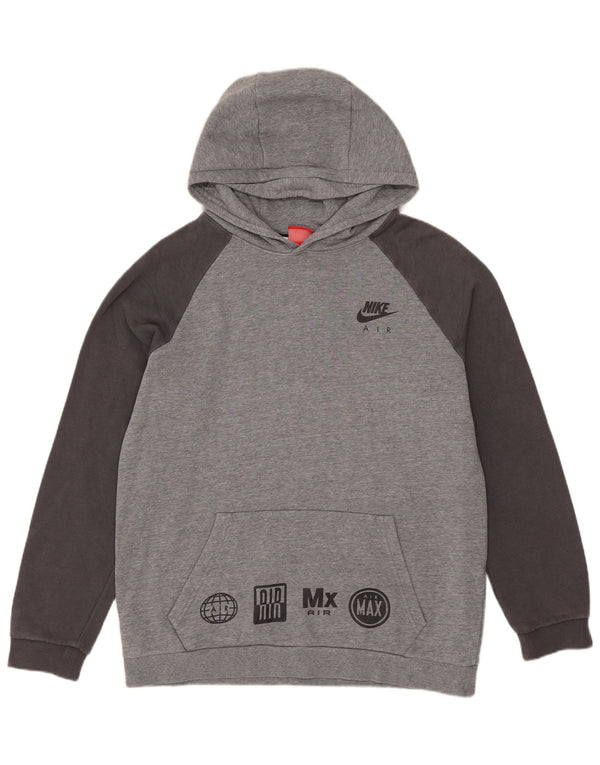 Nike Jungen Air Graphic Hoodie Pullover 13–14 Jahre XL Graue Colourblock-Baumwolle