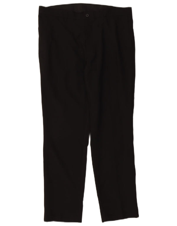 Marks & Spencer Mens Straight Chino Trousers W34 L29 Black Polyester