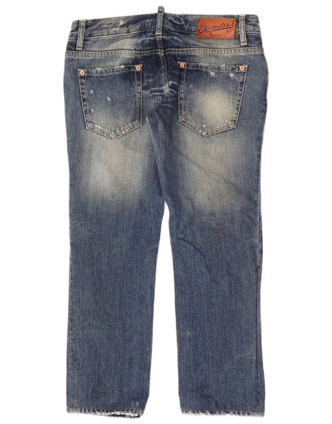 Dsquared Damen Distressed Straight Jeans IT 44 Medium W30 L27 Blaue Baumwolle