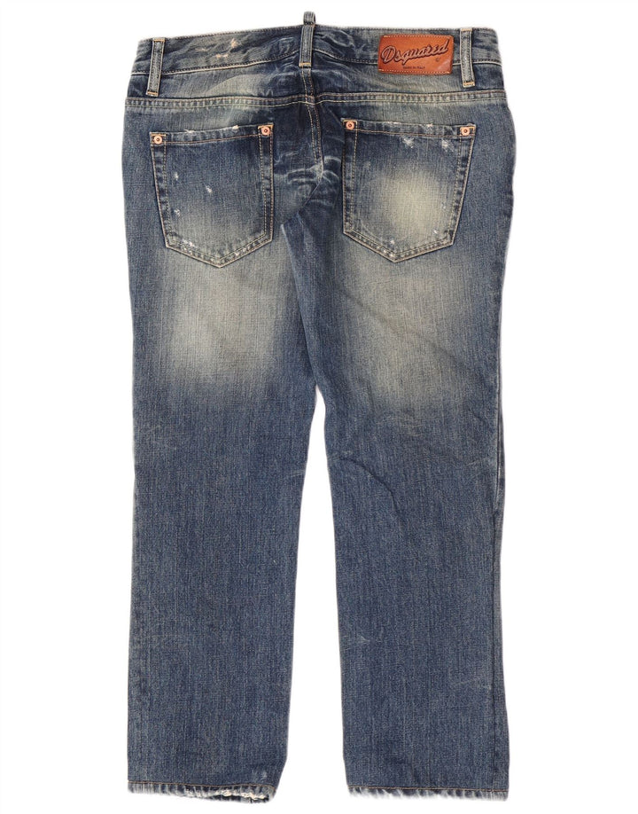 Dsquared Damen Distressed Straight Jeans IT 44 Medium W30 L27 Blaue Baumwolle