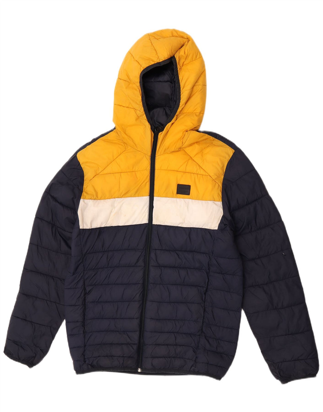 Jack & Jones wattierte Herrenjacke mit Kapuze, UK 38, Mittel, Marineblau, Farbblock