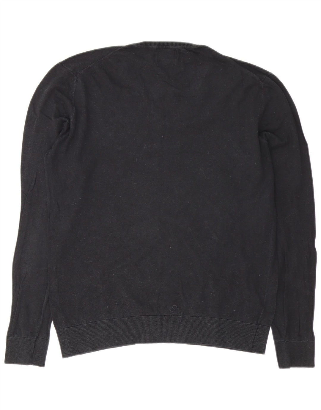 Zara Herren-Pullover mit V-Ausschnitt, groß, aus schwarzer Baumwolle