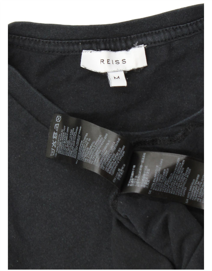 Reiss Herren T-Shirt Top Medium Schwarz Baumwolle