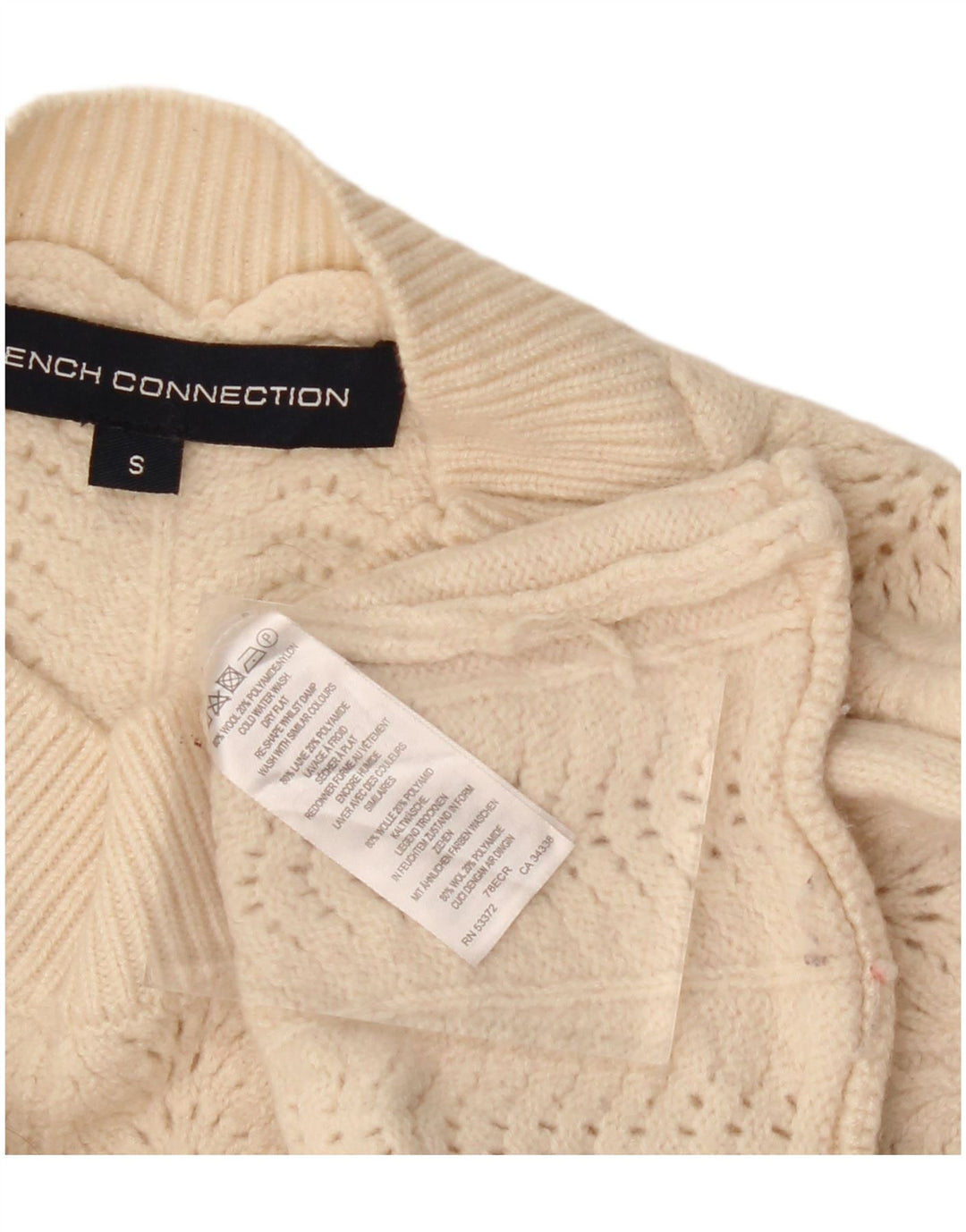 French Connection Damen Crop Rollkragenpullover Pullover UK 10 Small Off Wh