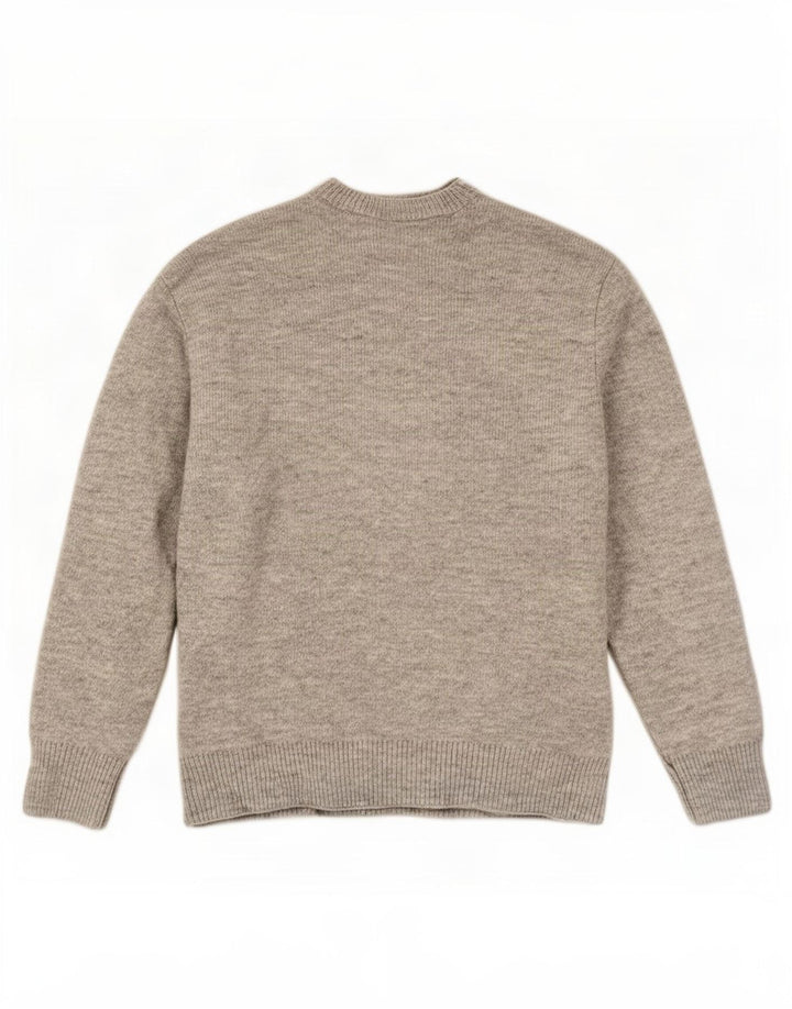 Zara Herren-Pullover mit Rundhalsausschnitt, Mittelgrau geflecktes Acryl