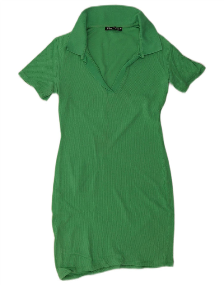 Zara Damen Polokleid UK 8 Small Grün