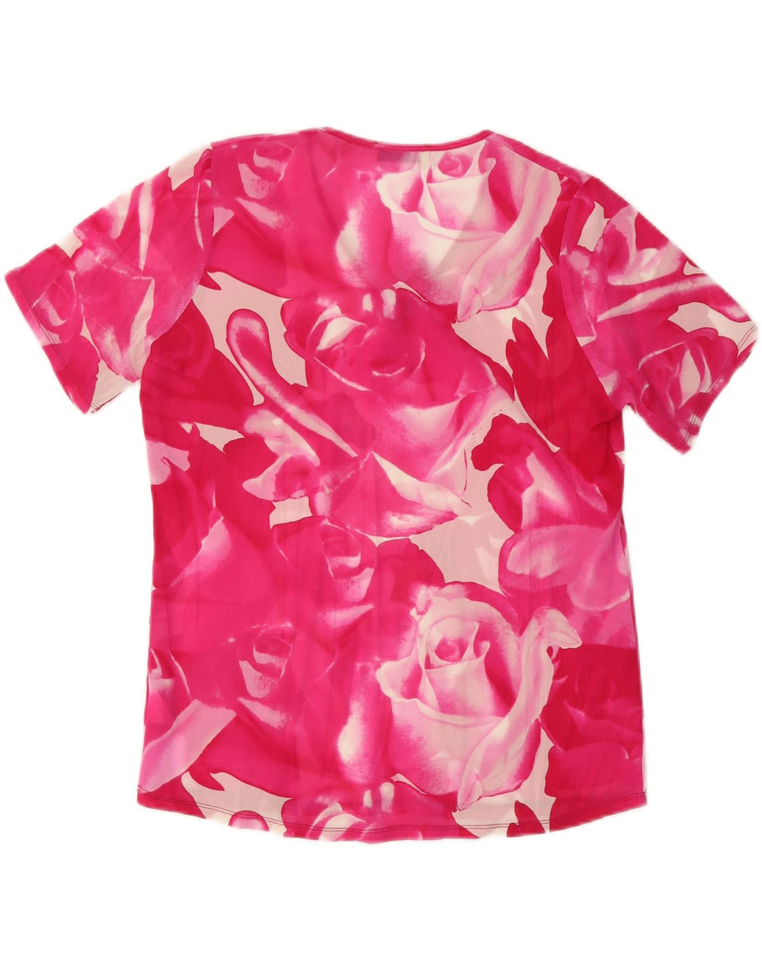 VINTAGE Damen Bluse Top UK 18 XL Rosa Blumenseide