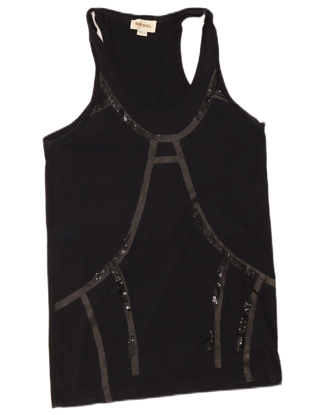 Diesel Damen Weste Top UK 10 Small Schwarz