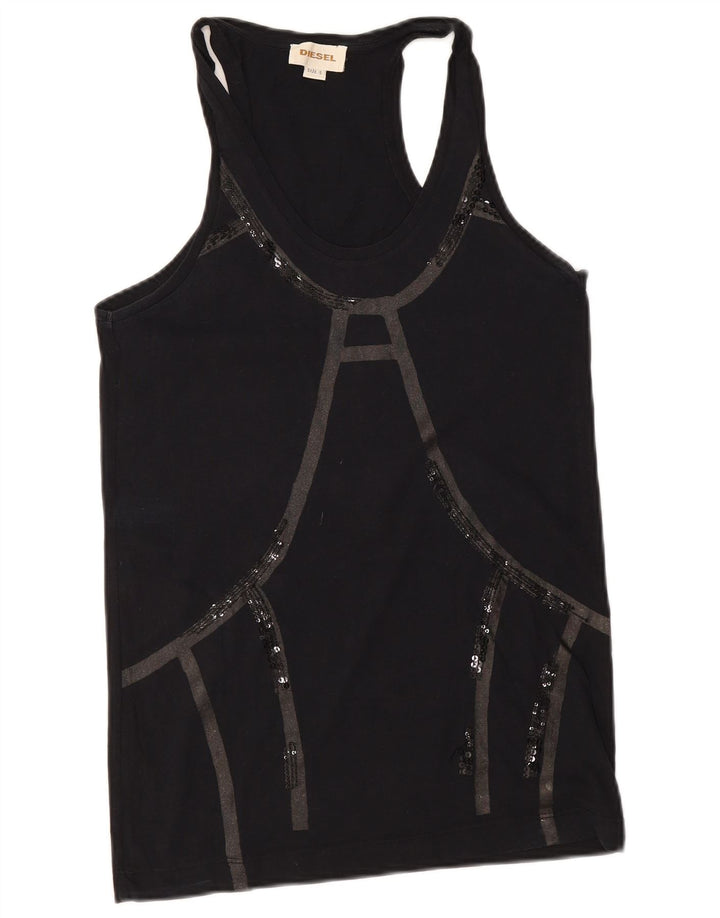 Diesel Damen Weste Top UK 10 Small Schwarz