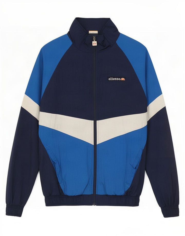 Ellesse Herren-Trainingsanzugoberteil, Jacke, klein, marineblau, Farbblock-Polyester