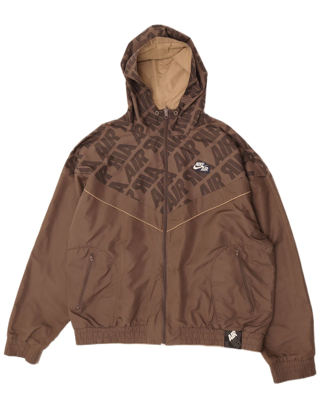 Nike Herren Kapuzen-Grafik-Wendejacke UK 45/47 XL Braunes Polyester