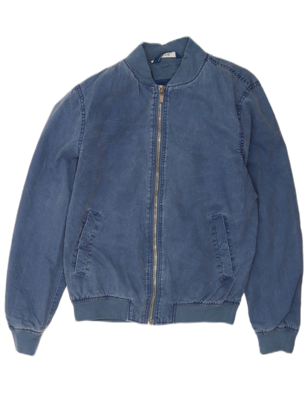 Zara Herren Bomberjacke UK 36 Small Blaue Baumwolle
