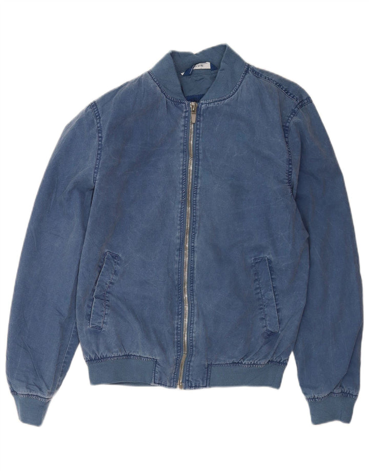 Zara Herren Bomberjacke UK 36 Small Blaue Baumwolle