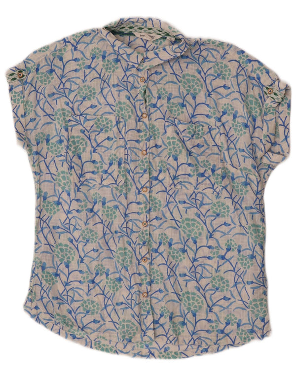 White Stuff Damen Kurzarmhemd UK 12 Medium Floral Cotton