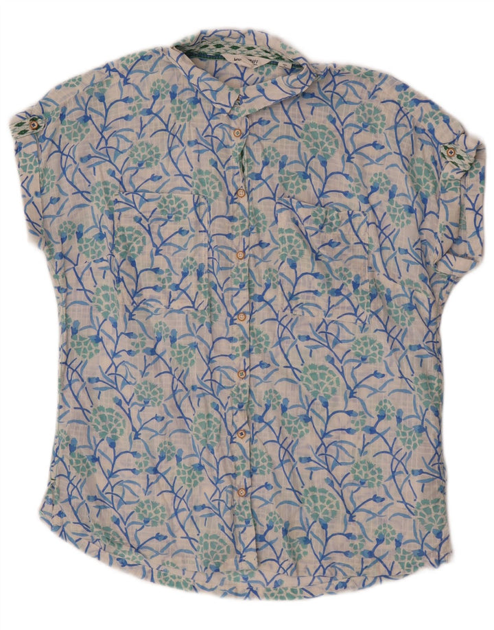 White Stuff Damen Kurzarmhemd UK 12 Medium Floral Cotton