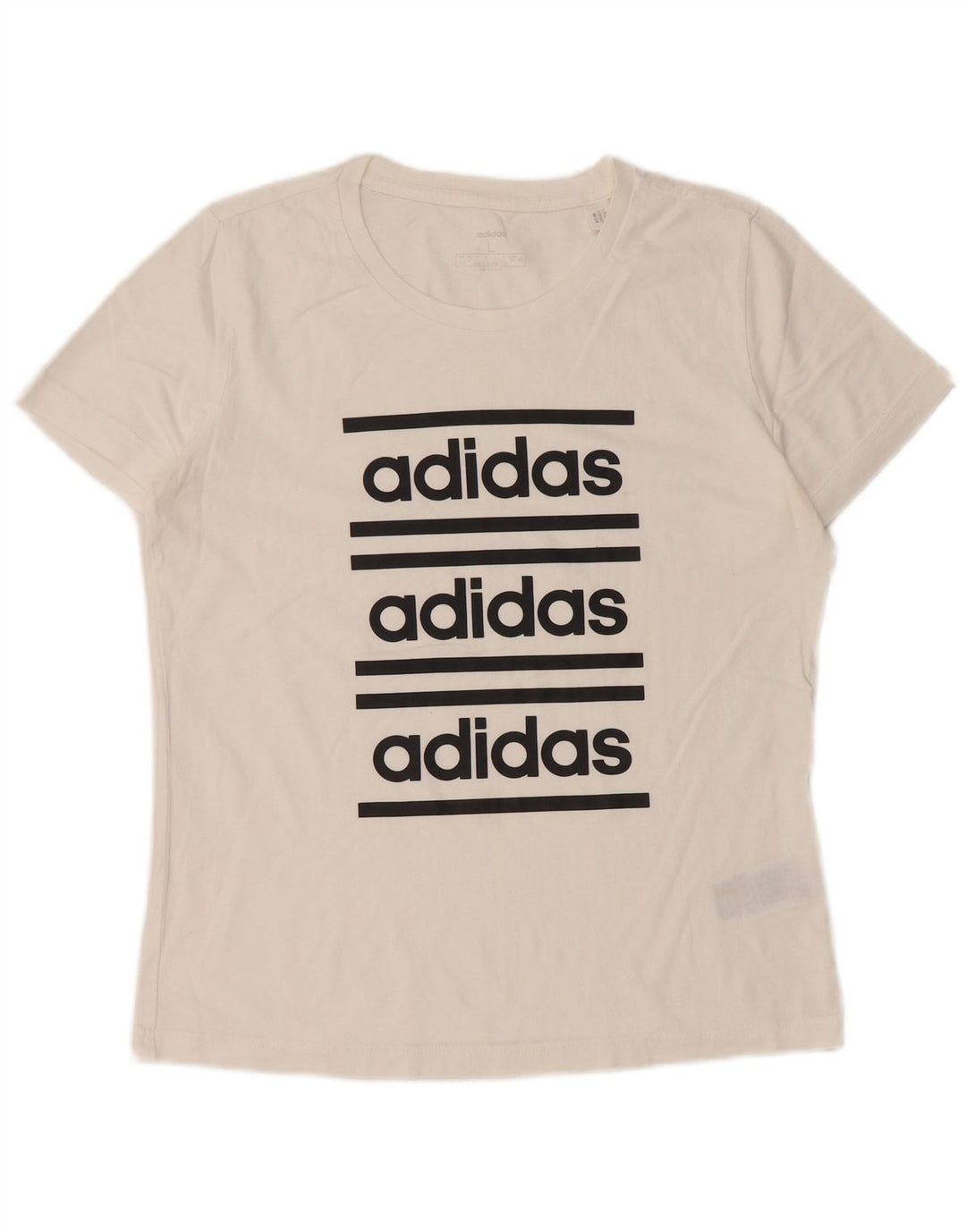 ADIDAS Damen Grafik T-Shirt Top UK 16/18 Large Weiße Baumwolle
