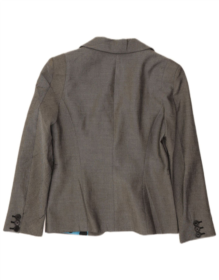Adele Fado Damen 1-Knopf-Blazerjacke IT 44 Mittelgraue Wolle