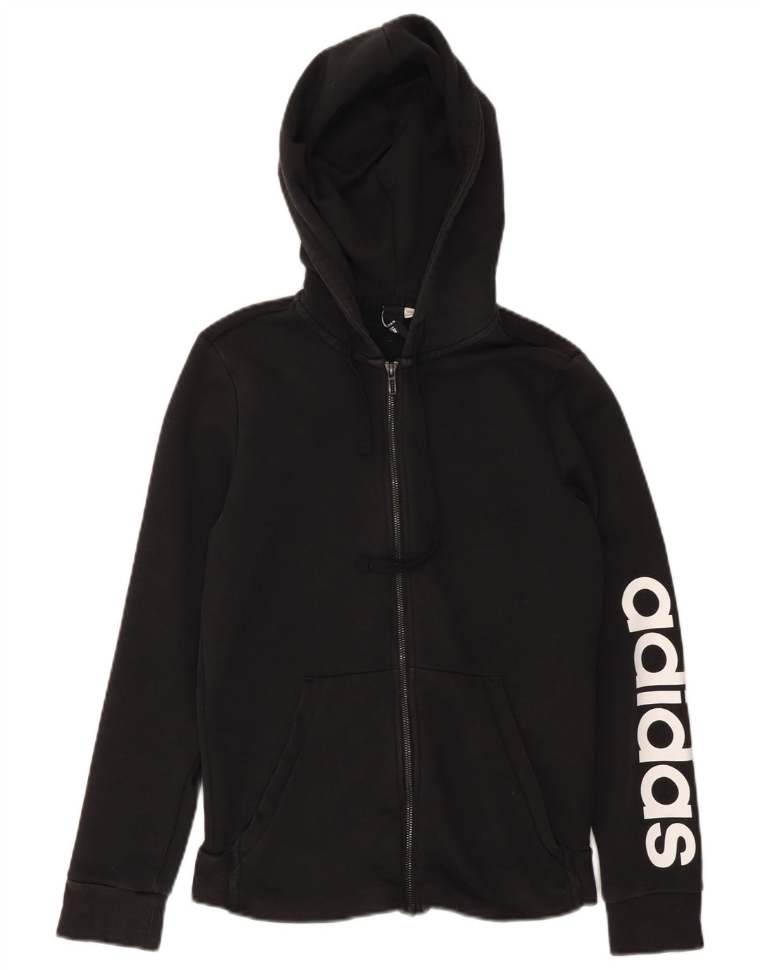ADIDAS Damen Graphic Zip Hoodie Pullover UK 12 Medium Schwarz