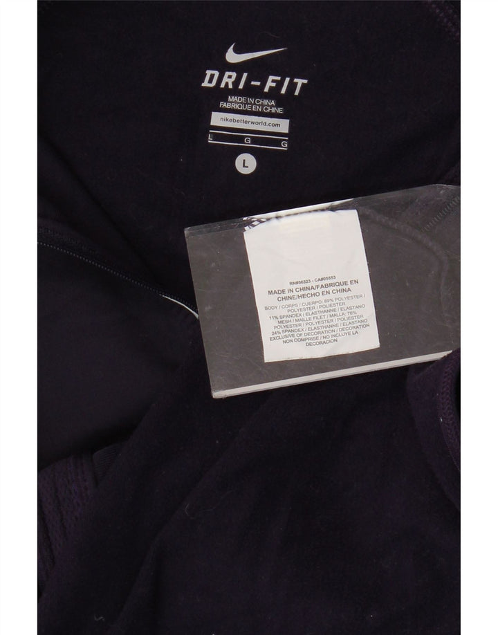 NIKE Damen Dri Fit Trainingsanzug Top Jacke UK 14 Large Lila Polyester