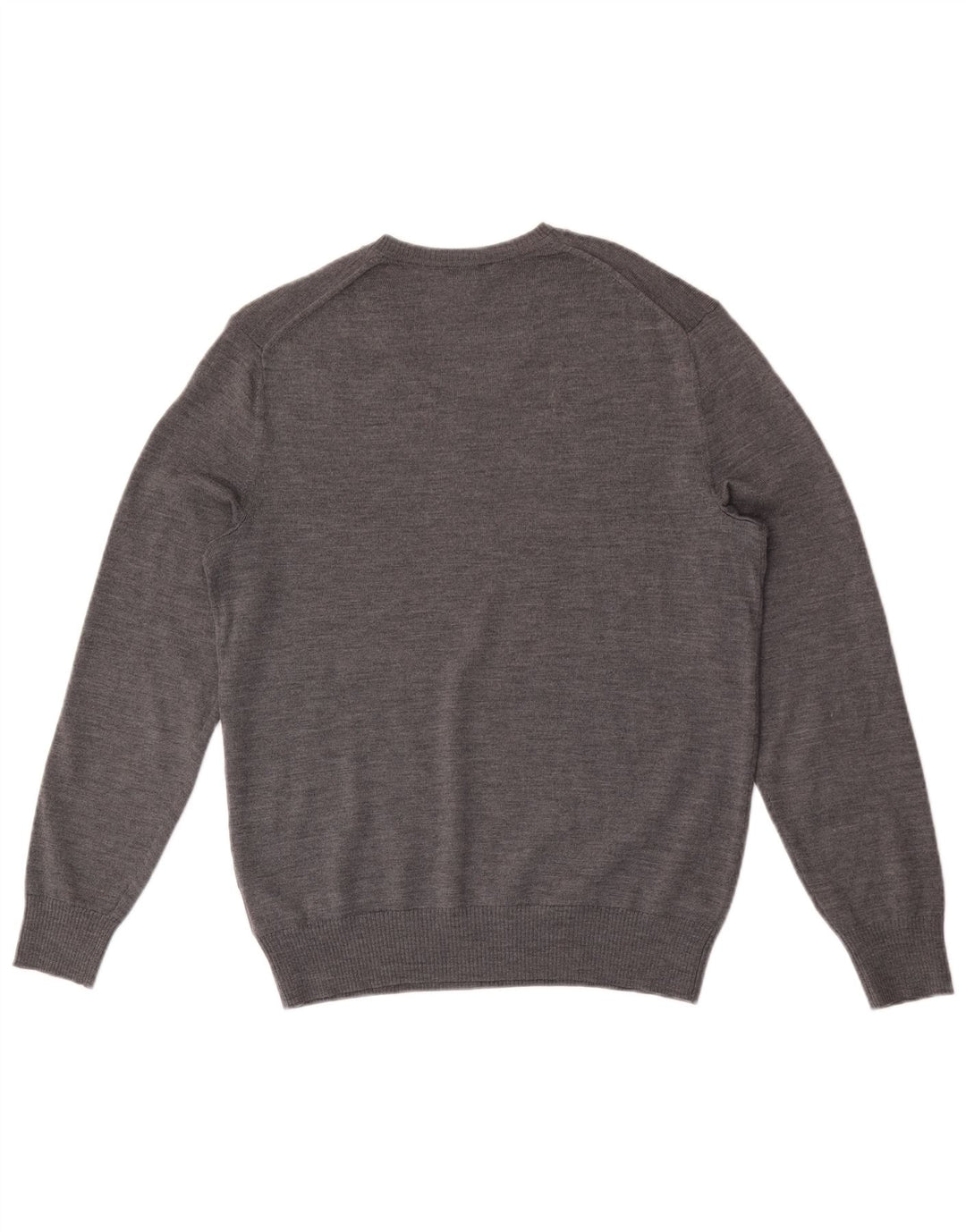 Gap Herren-Pullover mit V-Ausschnitt aus mittelgrau gefleckter Merinowolle