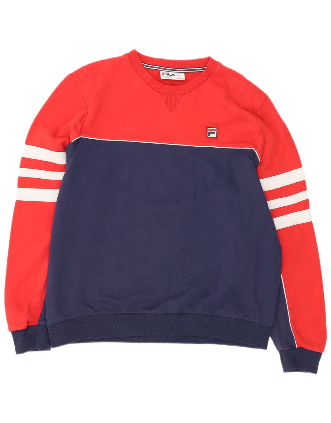 Fila Herren Sweatshirt Pullover XL Rot Colourblock Baumwolle