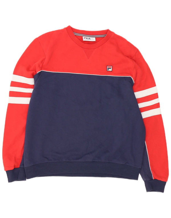 Fila Herren Sweatshirt Pullover XL Rot Colourblock Baumwolle
