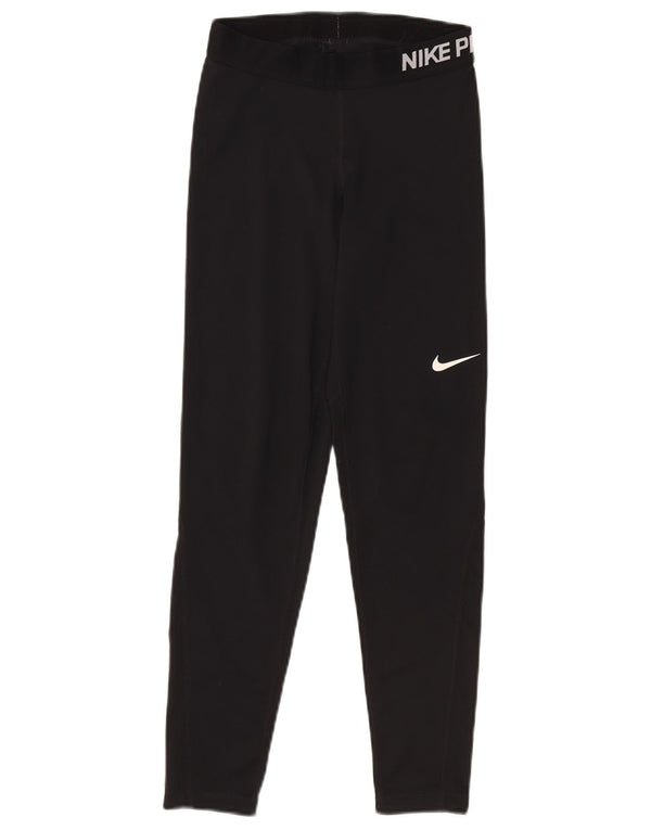 Nike Damen Dri Fit Graphic Leggings UK 12 Mittelschwarzes Polyester