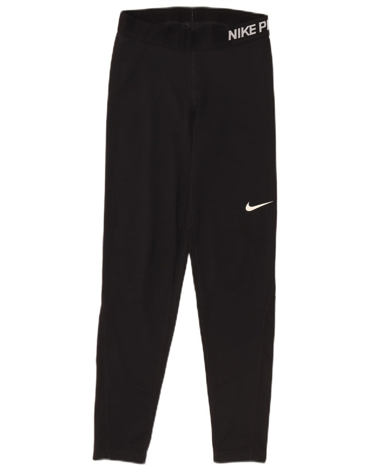 Nike Damen Dri Fit Graphic Leggings UK 12 Mittelschwarzes Polyester