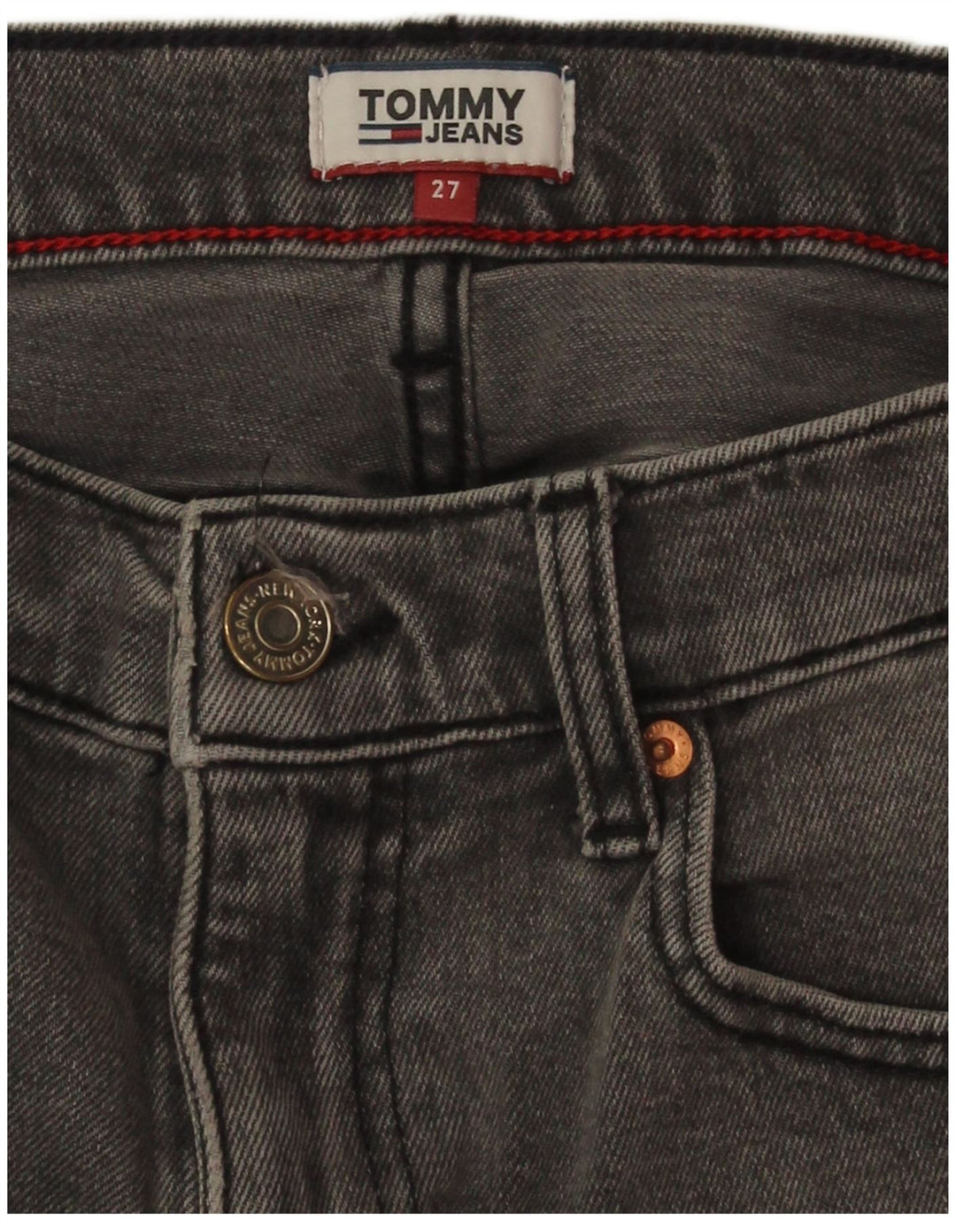 Tommy Hilfiger Damen Jeansshorts W27 Small Grau Baumwolle