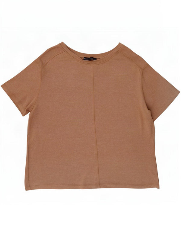 Marks & Spencer Damen T-Shirt Top UK 16 Large Beige Viskose