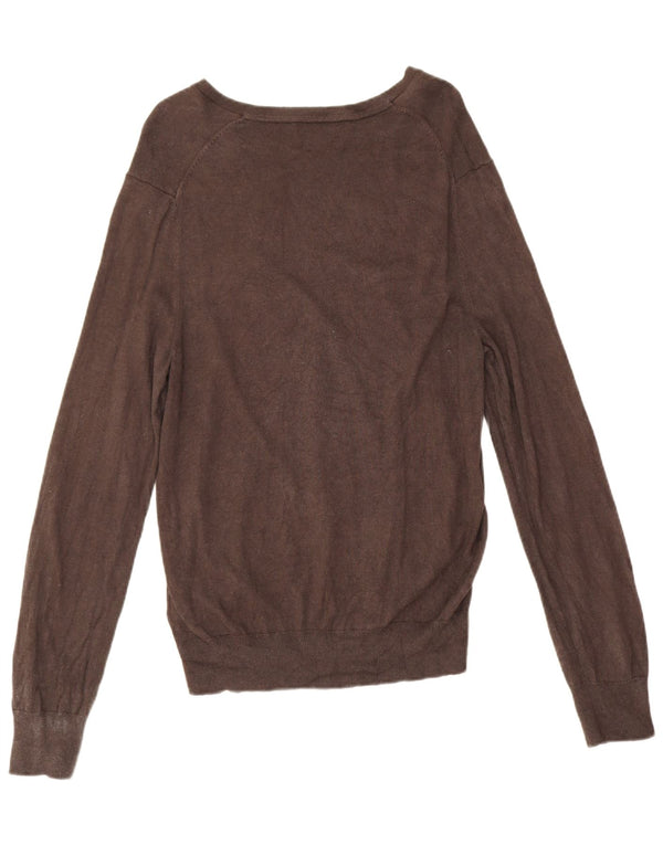 Banana Republic Herren-Pullover mit V-Ausschnitt aus mittelbrauner Seide