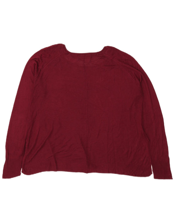 Zara Damen-Pullover mit U-Boot-Ausschnitt, Gr. 18, XL, Burgunderrot, Viskose