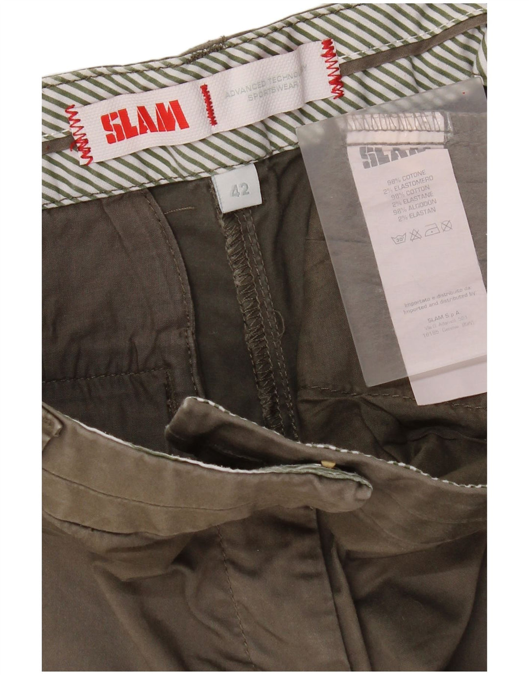 Slam Damen Chinoshorts IT 42 Medium W30 Khaki Baumwolle