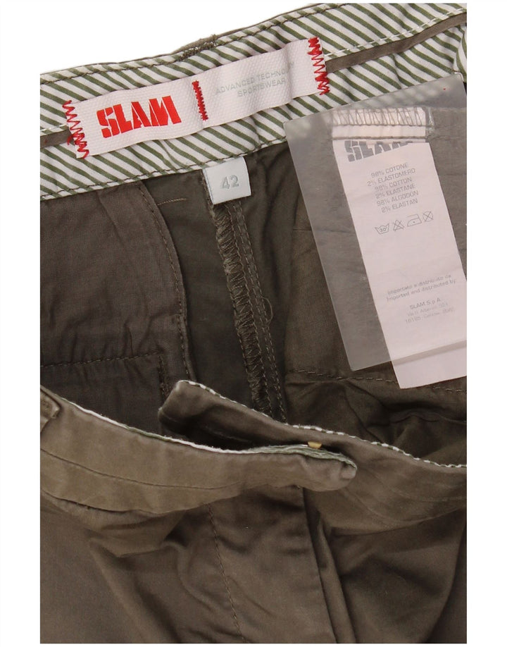 Slam Damen Chinoshorts IT 42 Medium W30 Khaki Baumwolle