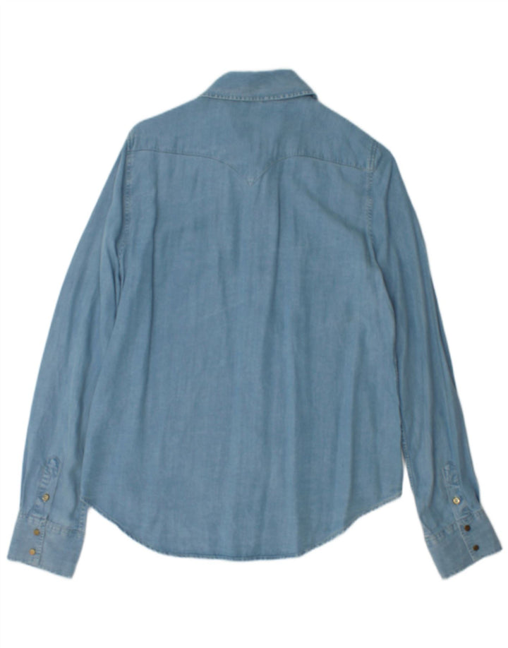 Zara Damen Jeanshemd UK 16 Large Blau Lyocell