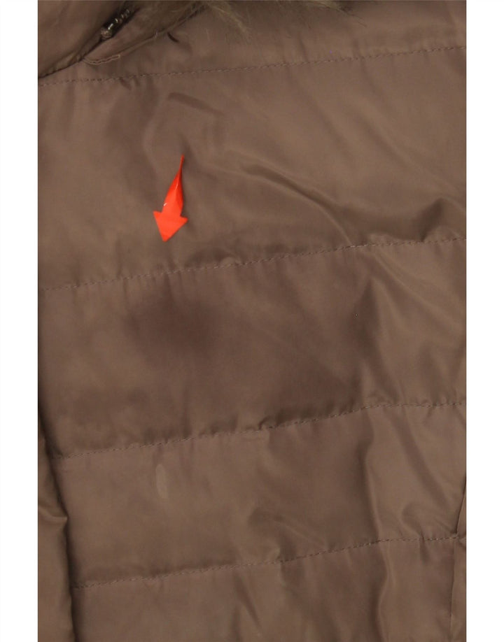 ARMANI JEANS Wattierte Damenjacke mit Kapuze IT 40 Small Braunes Polyester