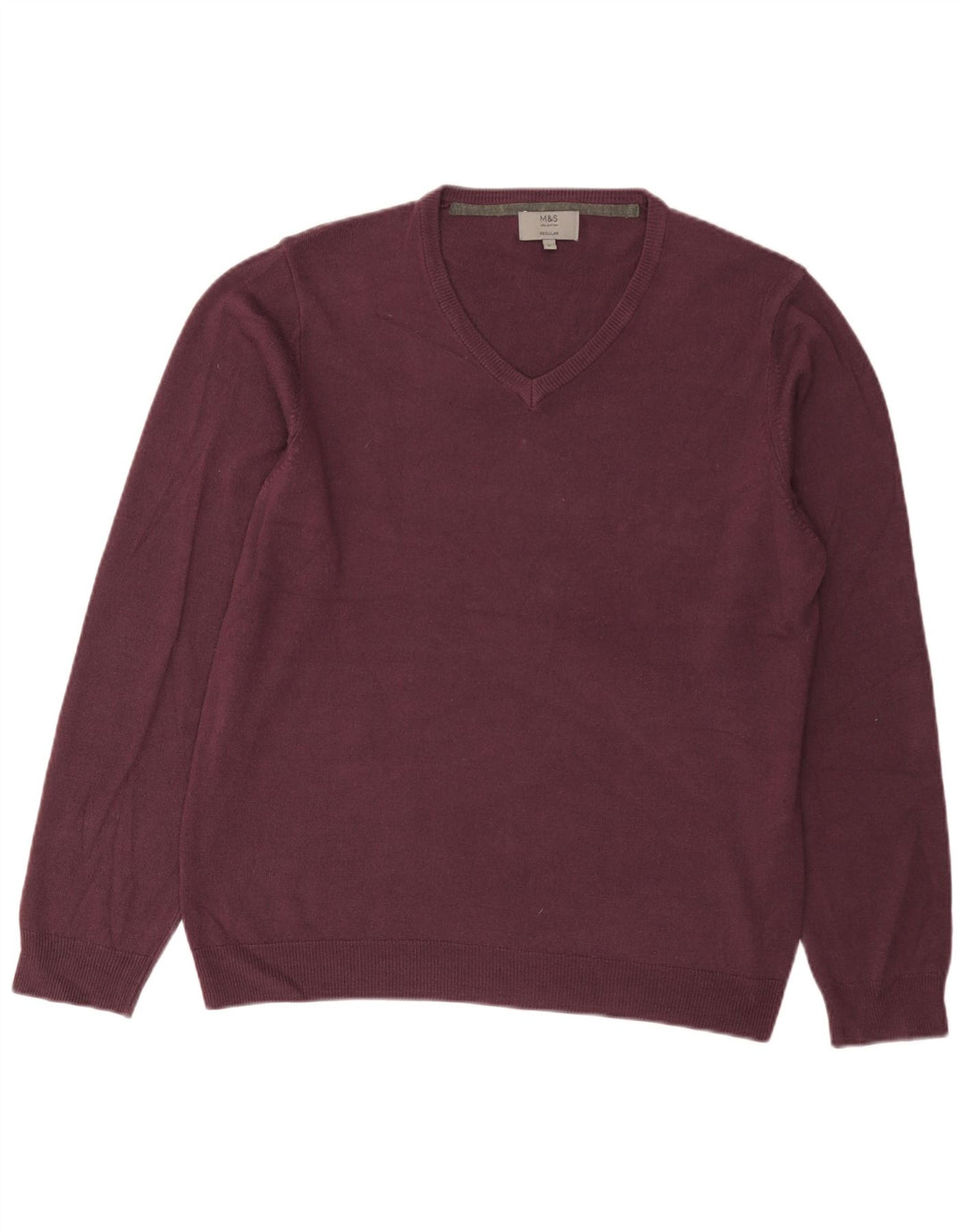 Marks & Spencer Herren-Pullover mit normaler Passform und V-Ausschnitt, Größe L, Acryl, Lila