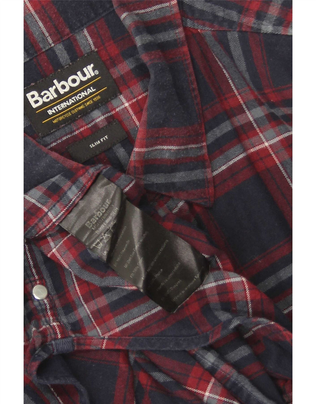 Barbour Herren-Flanellhemd mit schmaler Passform, groß, marineblau, kariert, Baumwolle