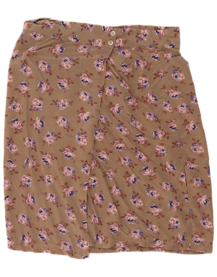 Vintage Damen Wickelrock W34 Groß Beige Floral