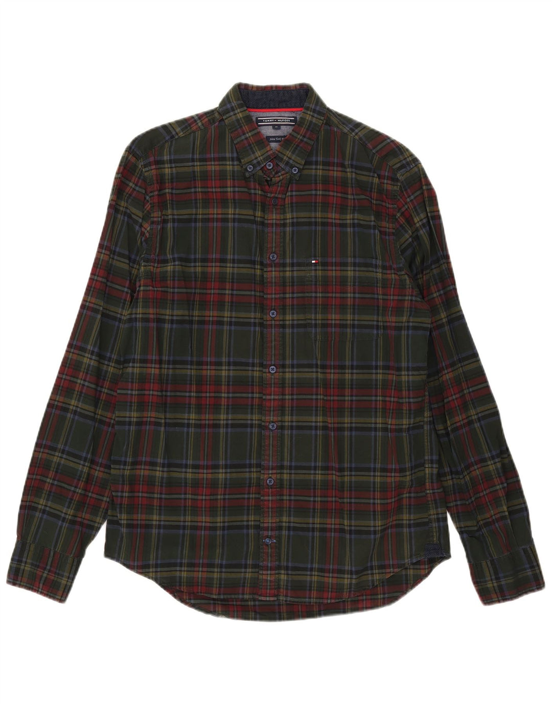 Tommy Hilfiger Herren New York Fit Hemd Medium Khaki Check Baumwolle