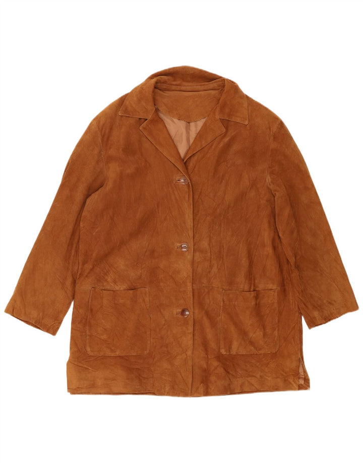 Diletta Lelli Damen Wildledermantel UK 20 2XL Braunes Leder