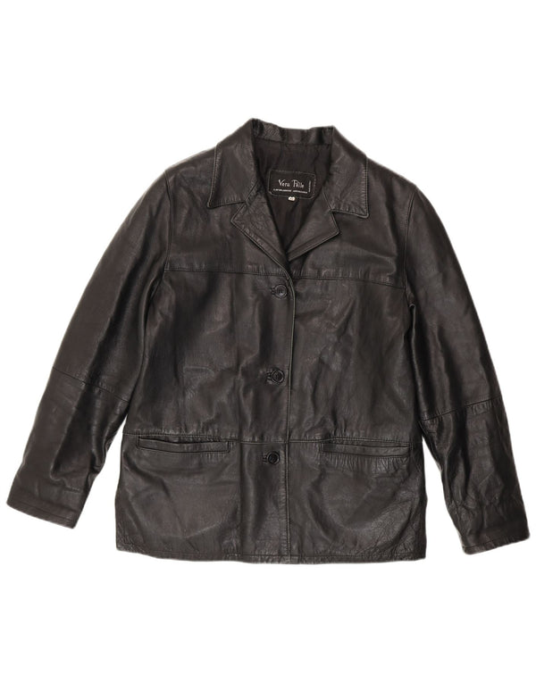 Lavorazione Artigiana Damen Lederjacke IT 44 Mittelschwarzes Leder