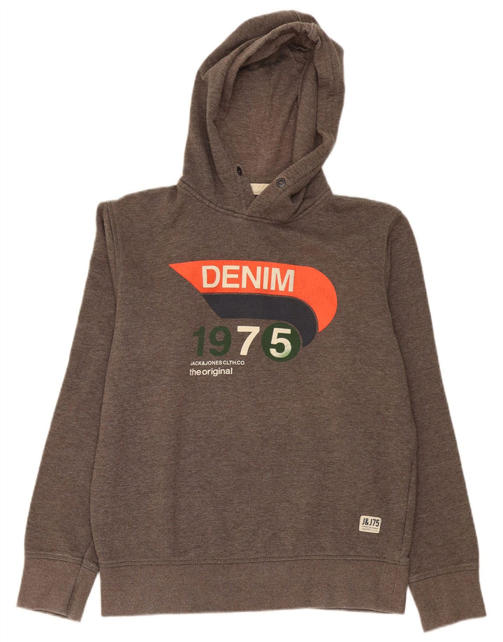 Jack & Jones Herren-Kapuzenpullover mit Grafik, Größe L, Grau