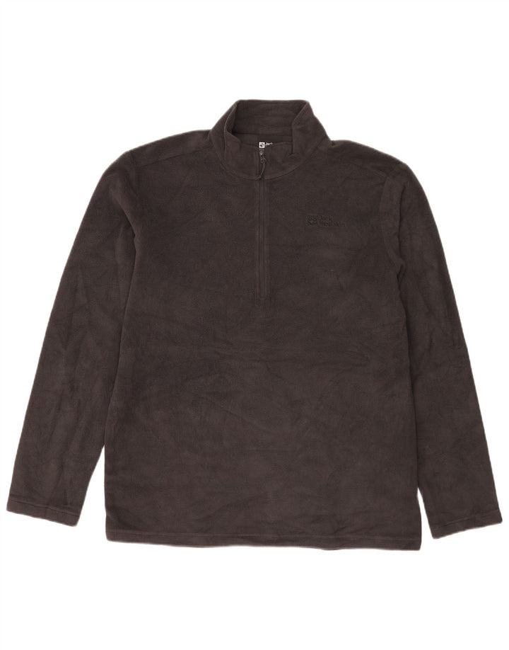 Jack Wolfskin Herren-Fleecepullover mit Reißverschluss am Hals, UK 42, Größe L, grau, Polyester