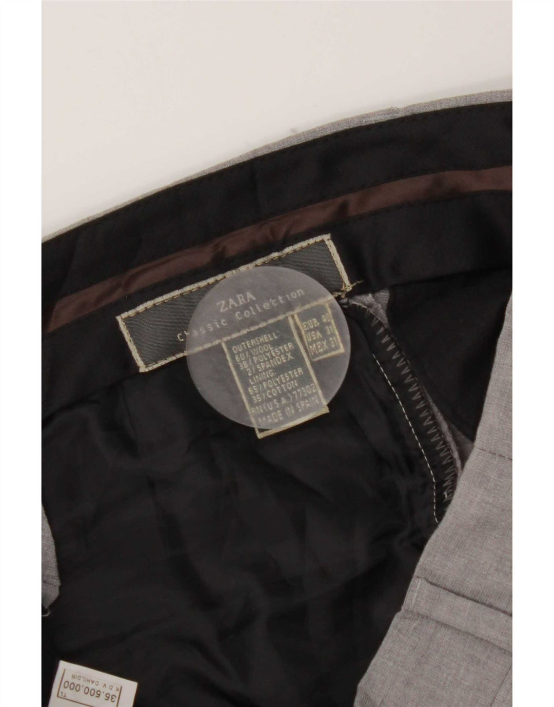 Gerade Anzughose für Herren von Zara, EU 40, mittelgroß, W31, L31, graue Wolle
