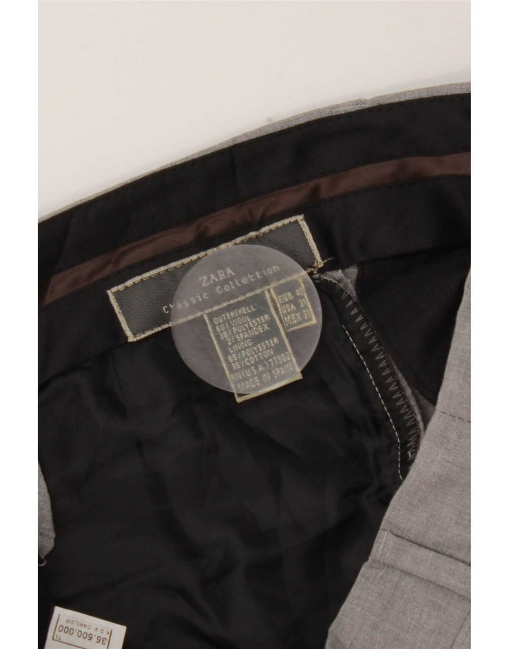 Gerade Anzughose für Herren von Zara, EU 40, mittelgroß, W31, L31, graue Wolle