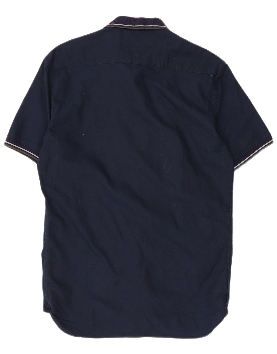 ZARA Mens Slim Fit Short Sleeve Shirt Large Navy Blue