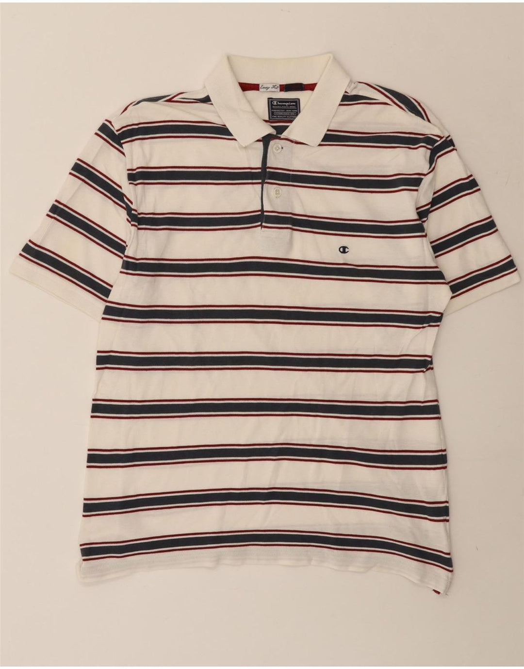 Champion Herren-Poloshirt mit einfacher Passform, groß, weiß gestreift